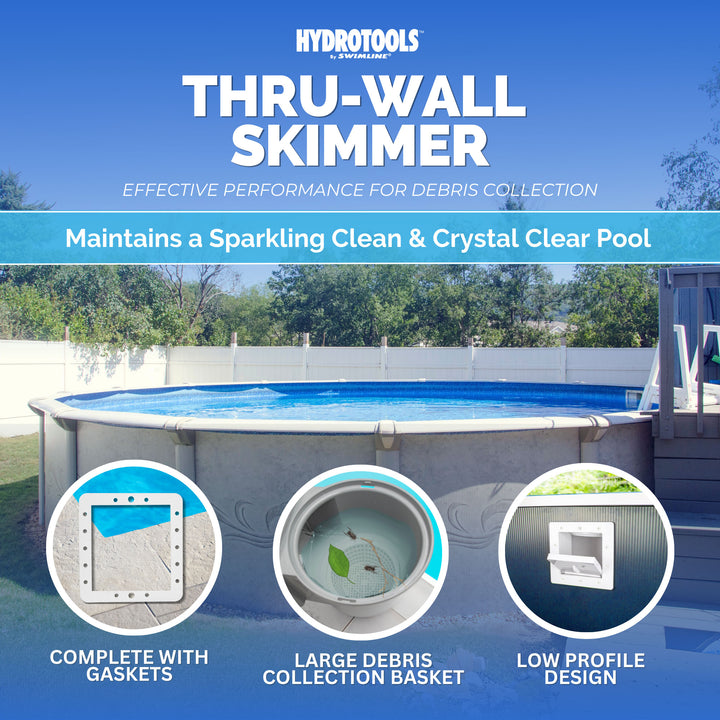 Hydro Tools Above Ground Pool Complete Standard ABS Thru-Wall Skimmer (Open Box)