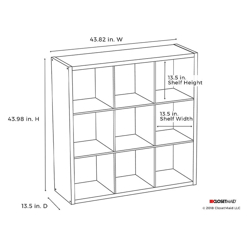 Decorative Bookcase Open Back 9-Cube Storage Organizer, Graphite Gray (Used)