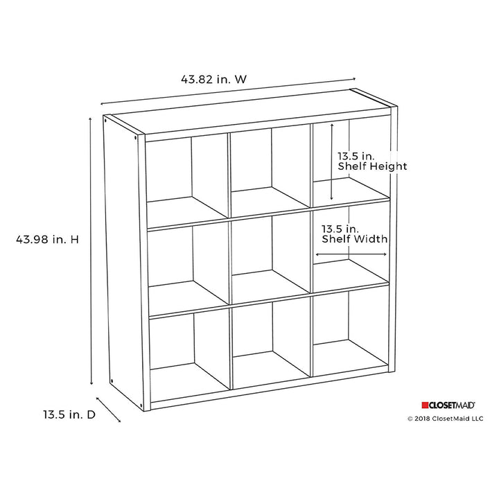 ClosetMaid Bookcase Open Back 9-Cube Storage Organizer, Graphite Gray (Open Box)