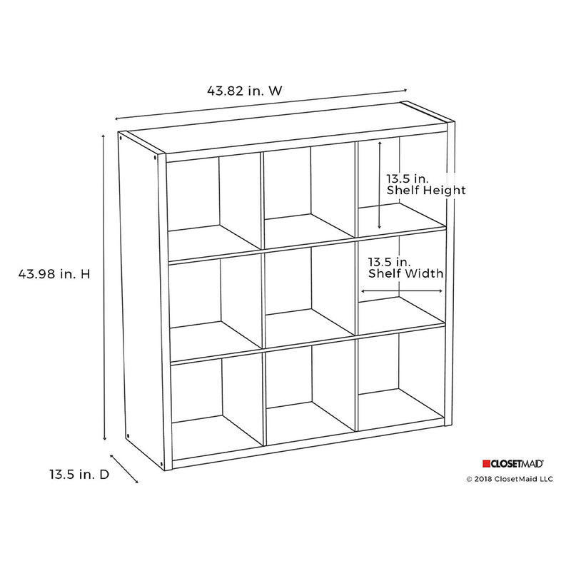 ClosetMaid Bookcase Open Back 9-Cube Storage Organizer, Graphite Gray(For Parts)