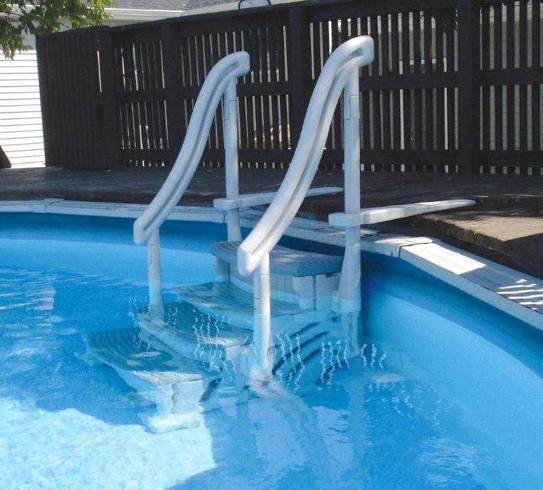 Confer Gray 4-Step Above Ground Swimming Pool Smart Step/Ladder Entry System - VMInnovations