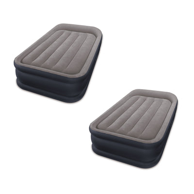 Intex Standard Deluxe Pillow Rest Raised Airbed w/ Built in Pump, Twin (2 Pack) - VMInnovations