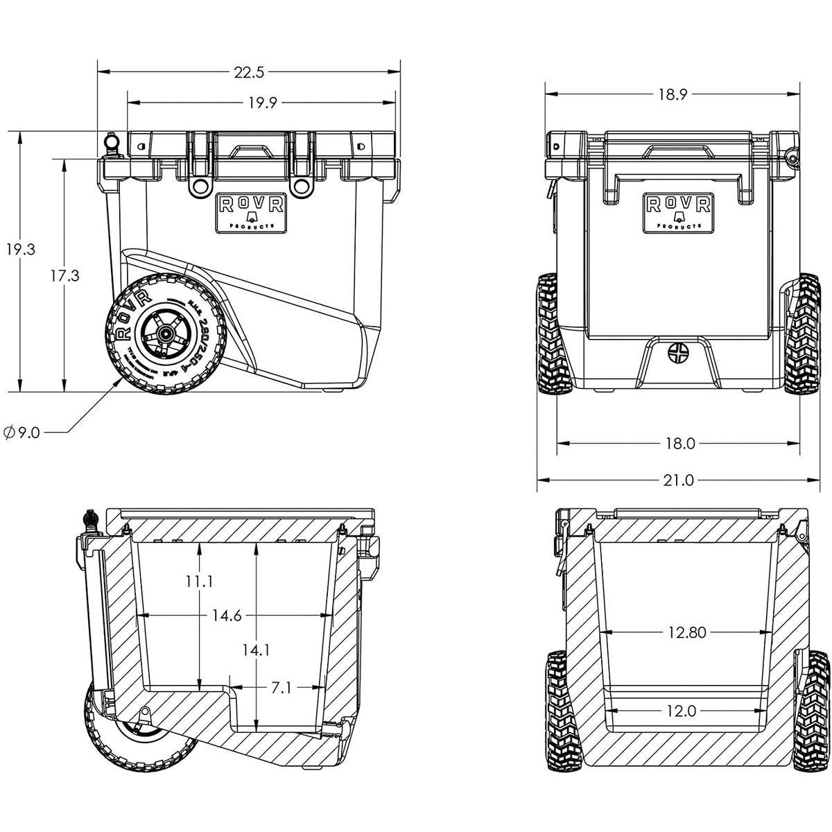 RovR RollR Portable Rolling Insulated Cooler w/ Wheels, 45 Quart (Open Box)