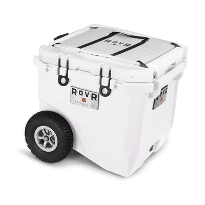 RovR RollR Portable Rolling Insulated Cooler w/ Wheels, 45 Quart, White (Used)