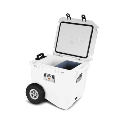 RovR RollR Portable Rolling Insulated Cooler w/ Wheels 45 Quart White (Open Box)