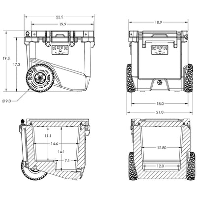 RovR RollR Portable Rolling Insulated Cooler w/ Wheels, 45 Quart, White (Used)