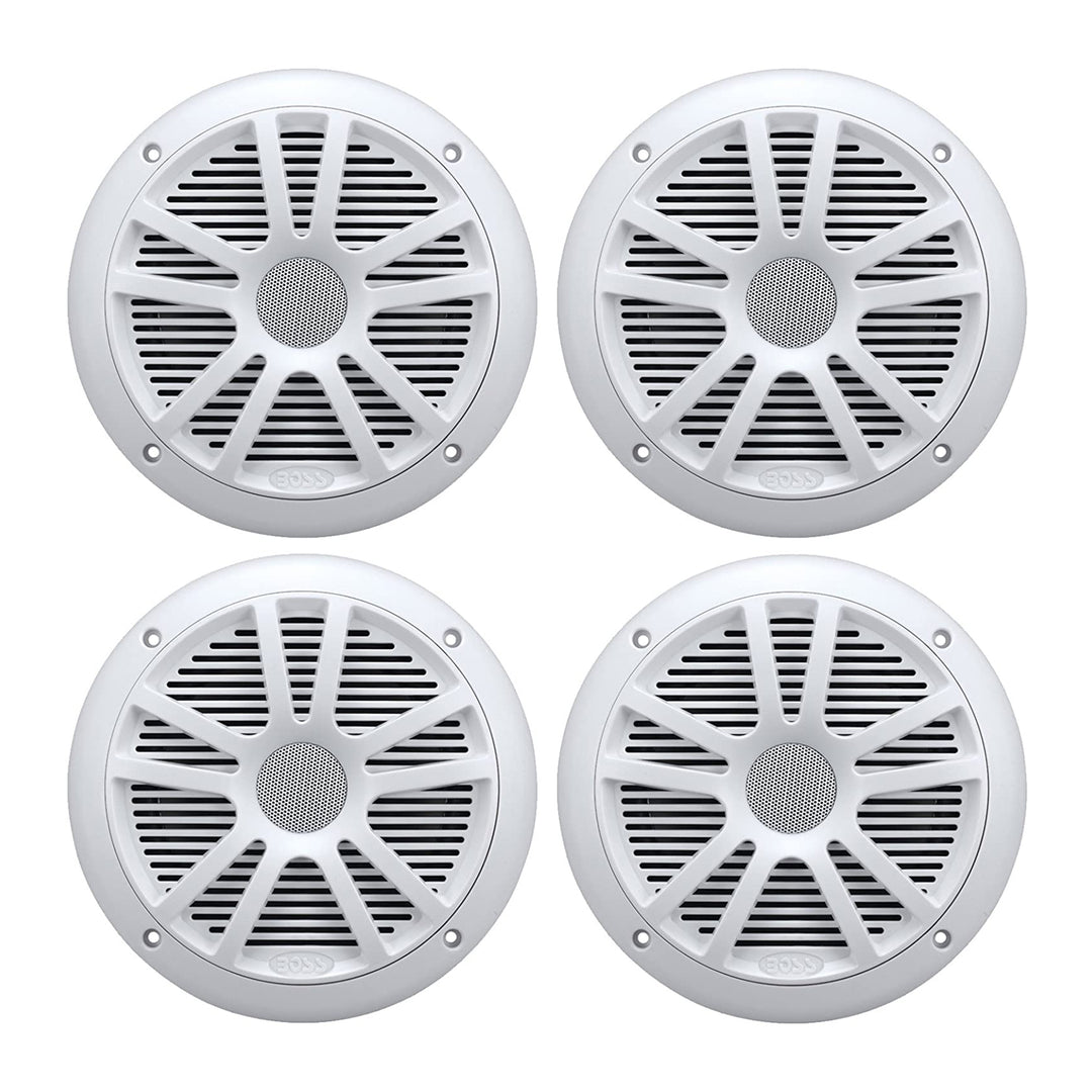 BOSS Audio MR6W 6.5" 360W Dual Cone Marine/Boat Speakers Stereo, White (4 Pack) - VMInnovations