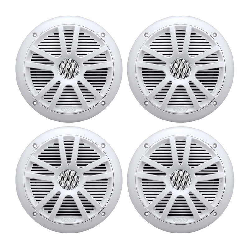 BOSS Audio MR6W 6.5" 360W Dual Cone Marine/Boat Speakers Stereo, White (4 Pack)