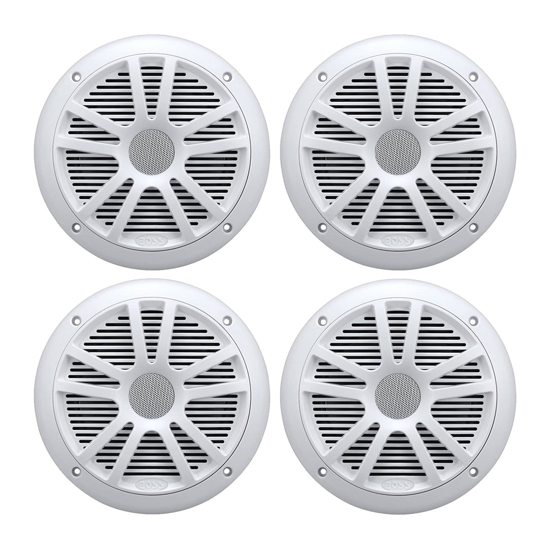 BOSS Audio MR6W 6.5" 360W Dual Cone Marine/Boat Speakers Stereo, White (4 Pack)