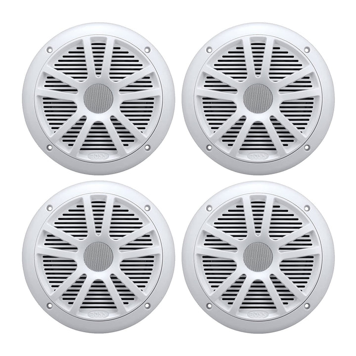 BOSS Audio MR6W 6.5" 360W Dual Cone Marine/Boat Speakers Stereo, White (4 Pack)