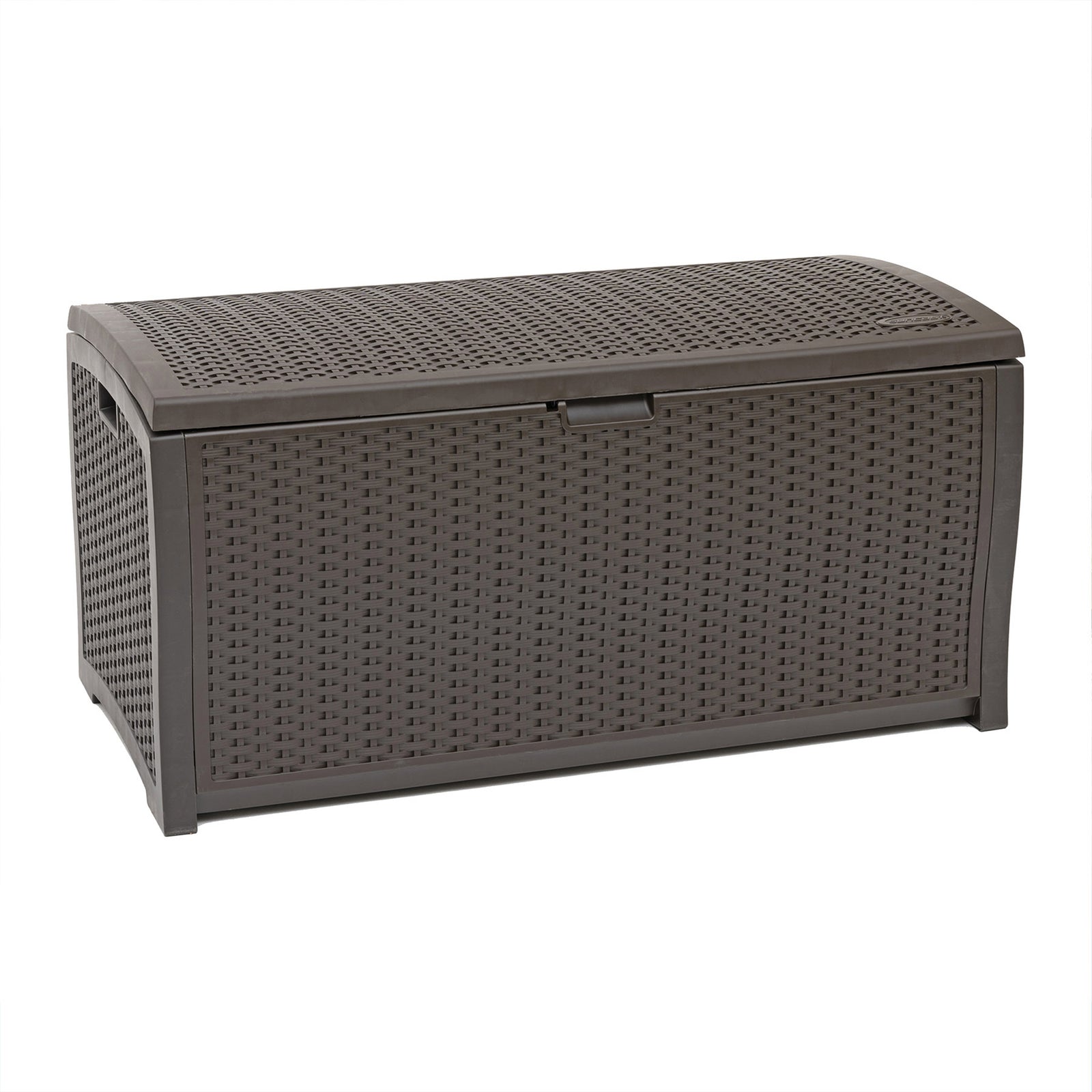 Suncast DBW9200 99 Gallon Outdoor Resin Patio Storage Chest with Handles, Mocha - VMInnovations