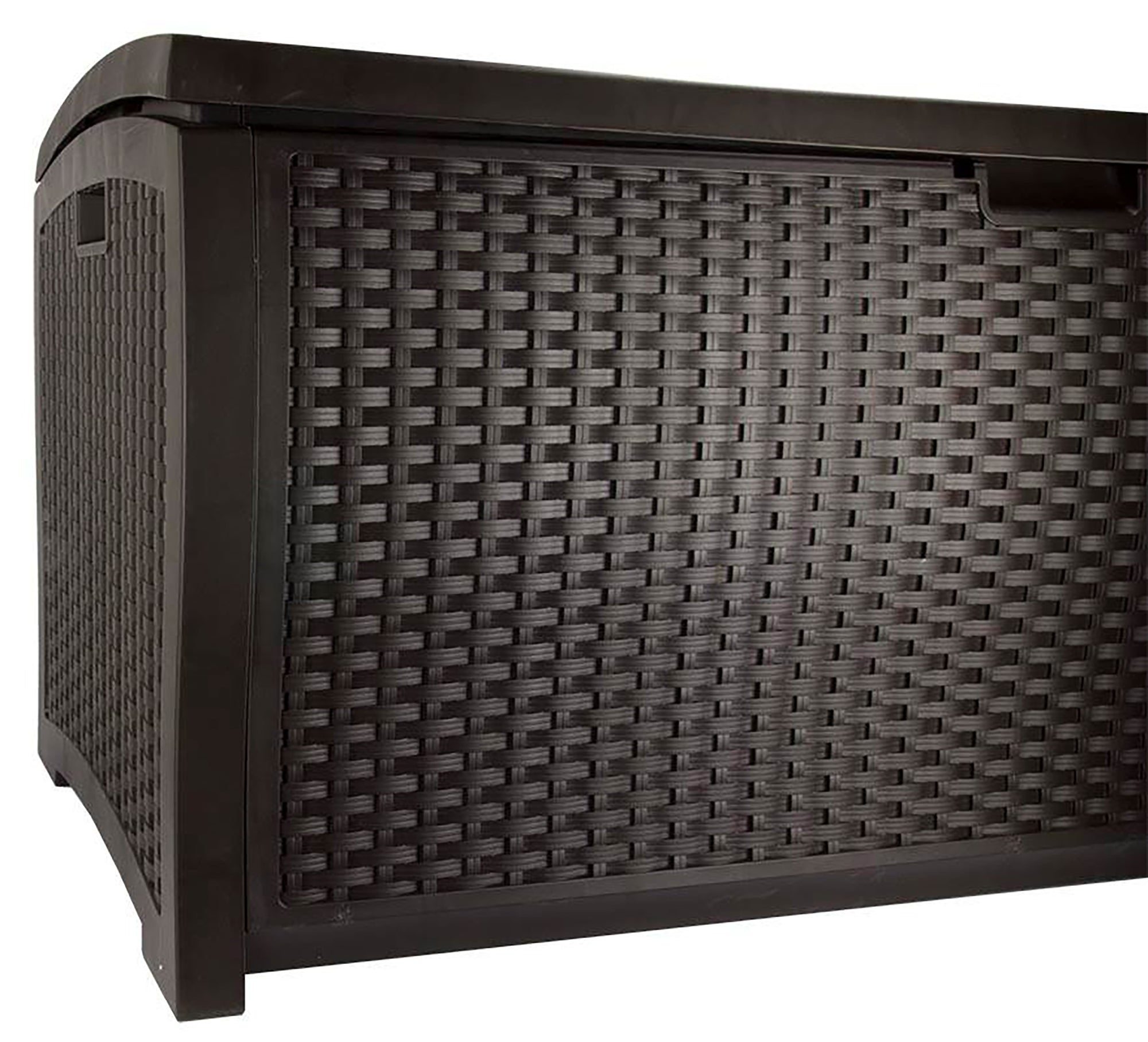 Suncast 99 Gallon Deck Garden Garage Home Wicker Resin Pool Box-Mocha (Open Box)