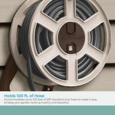 Suncast  100 Ft. Wall Mount Garden/Yard Hose Reel Side Winder- Taupe (Open Box)