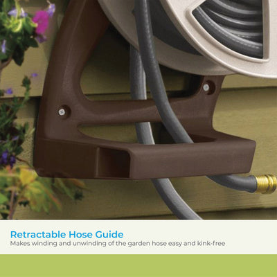 Suncast  100 Ft. Wall Mount Garden/Yard Hose Reel Side Winder- Taupe (Open Box)
