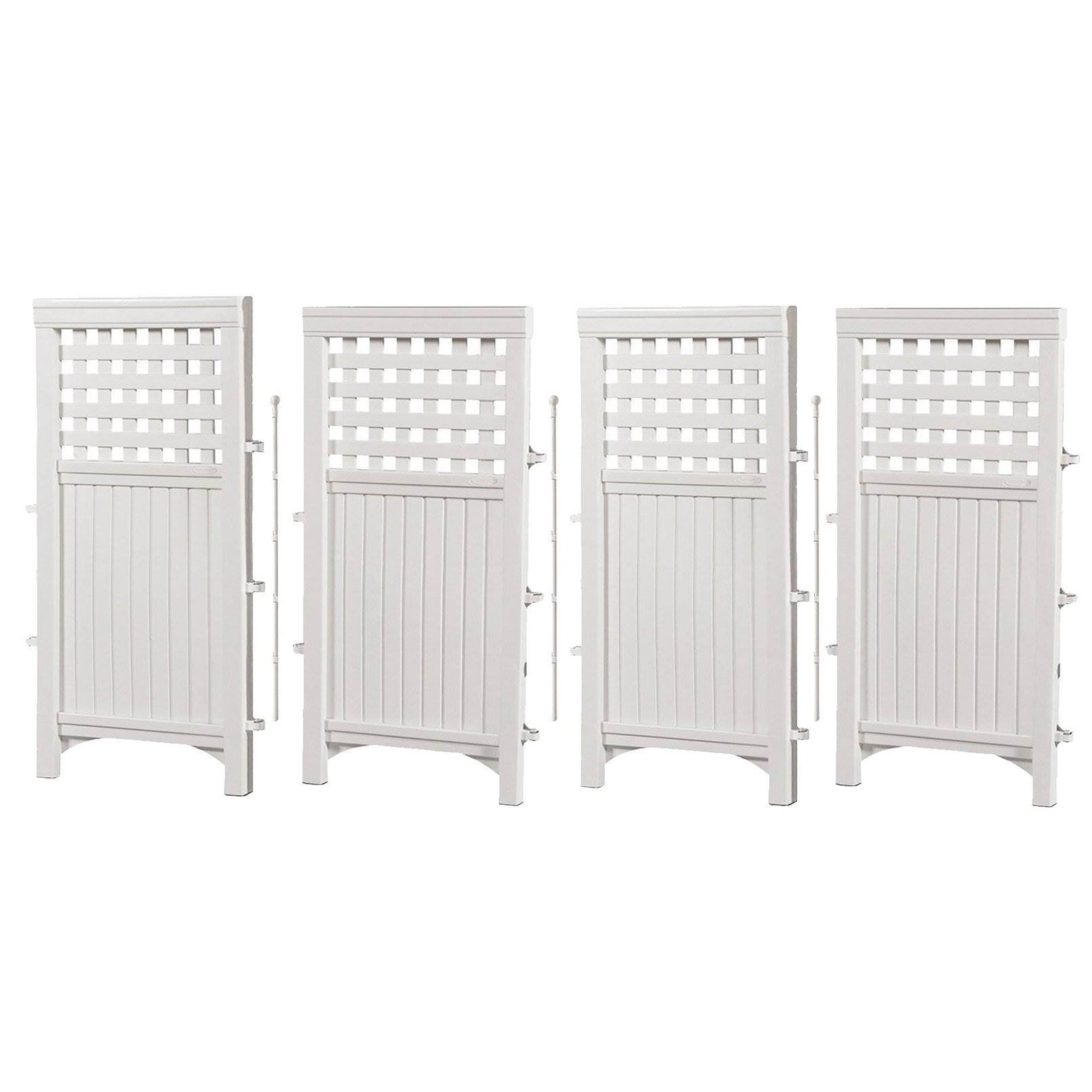 Suncast 4 Panel Screen Enclosure Freestanding Steel Resin Reversible Panel Outdoor Screen TRE, White - VMInnovations