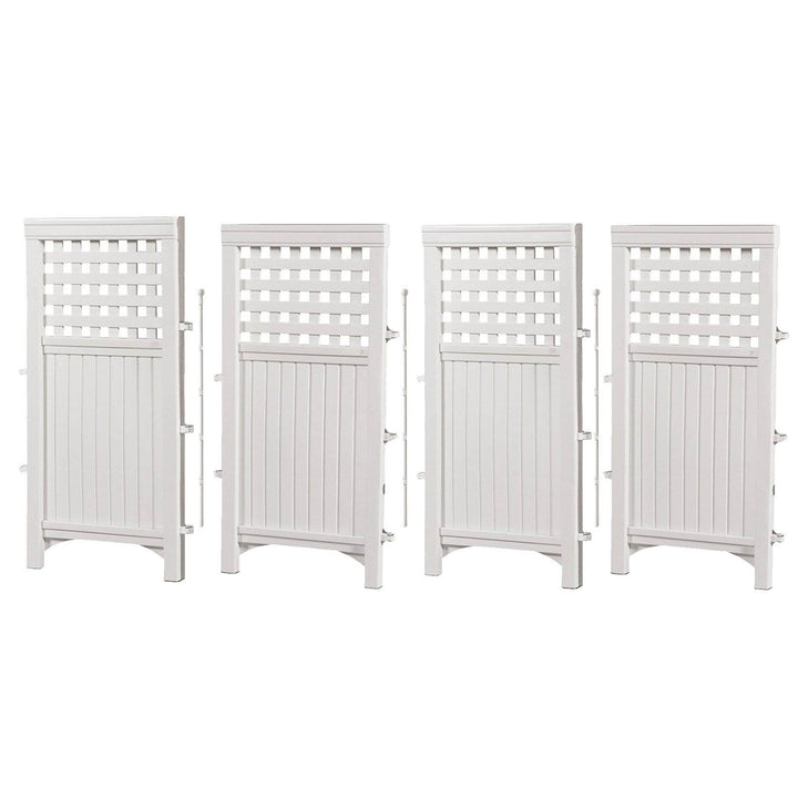 Suncast Outdoor Patio Garden 8 Panel Yard Screen Enclosure Gated Fence, White