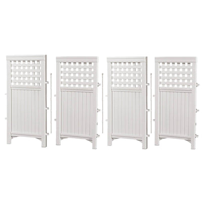 Suncast Outdoor Garden Yard 4 Panel Screen Enclosure Gated Fence, White (4 Pack)