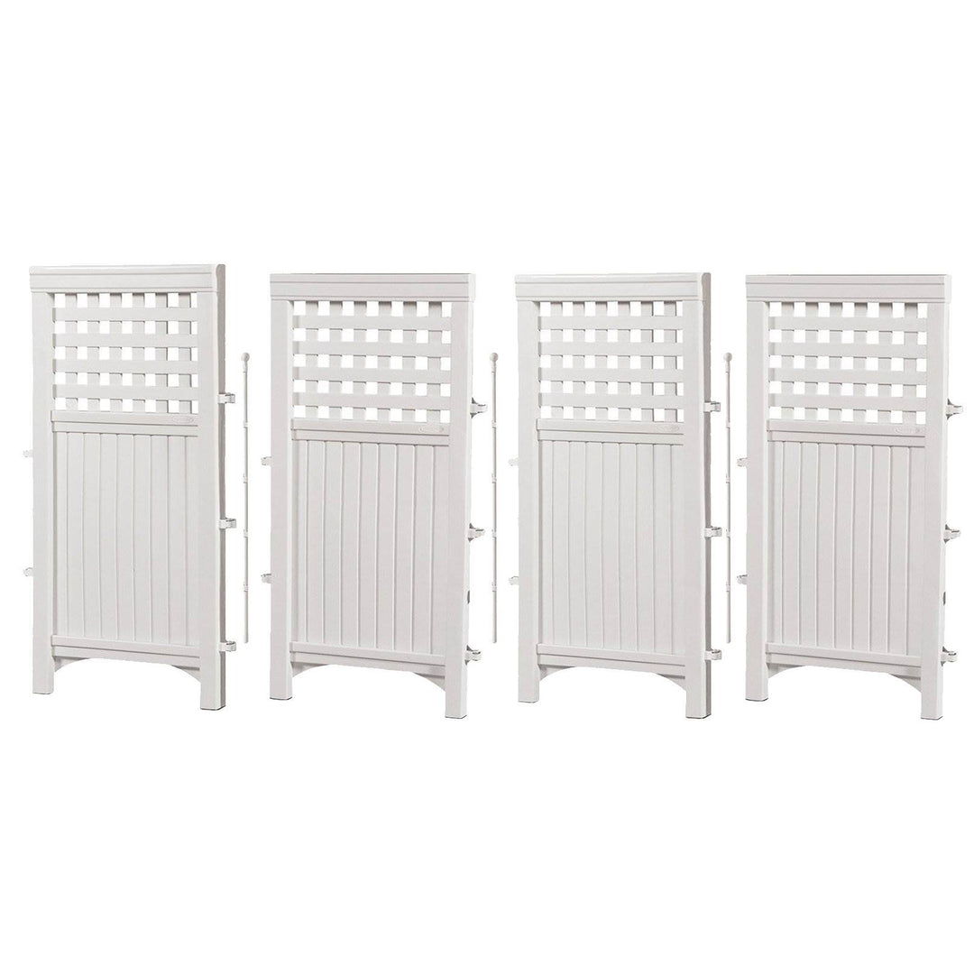 Suncast Outdoor Garden Yard 4 Panel Screen Enclosure Gated Fence, White (5 Pack) - VMInnovations