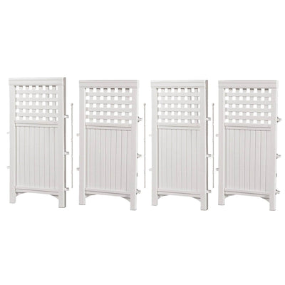 Suncast Outdoor Patio Garden 8 Panel Yard Screen Enclosure Gated Fence, White