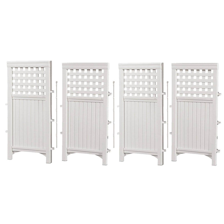 Suncast Outdoor Garden Yard 4 Panel Screen Enclosure Gated Fence, White (3 Pack)