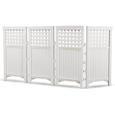 Suncast Outdoor Garden Yard 4 Panel Screen Enclosure Gated Fence, White (4 Pack)