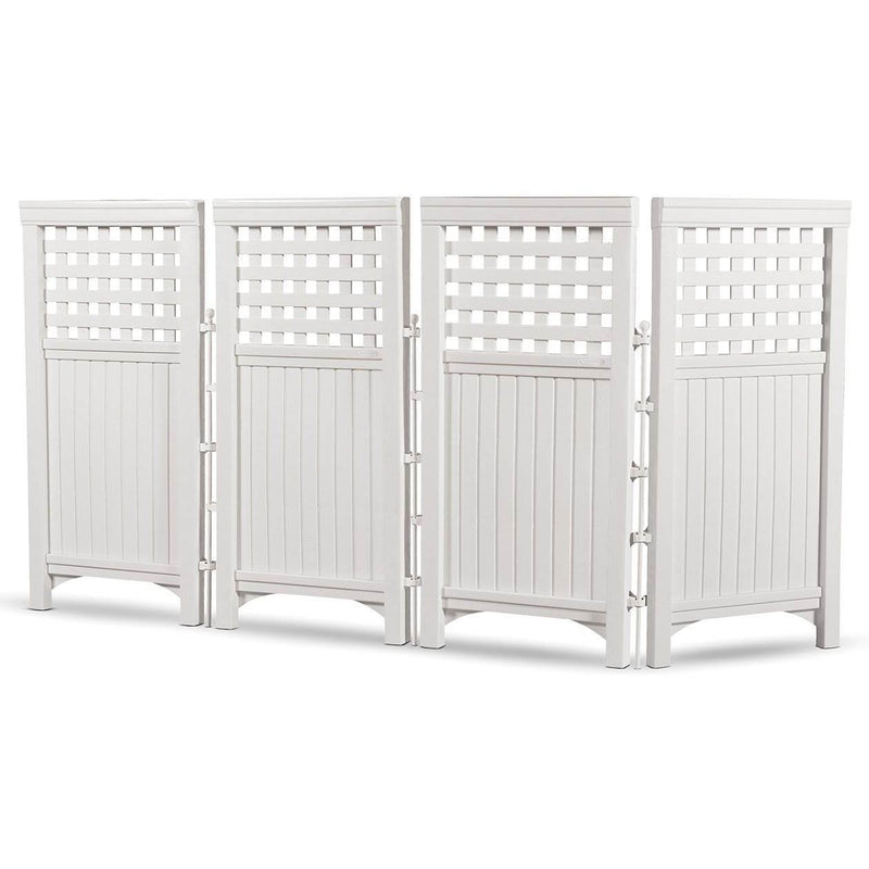 Suncast 4 Panel Screen Enclosure Freestanding Steel Resin Reversible Panel Outdoor Screen TRE, White