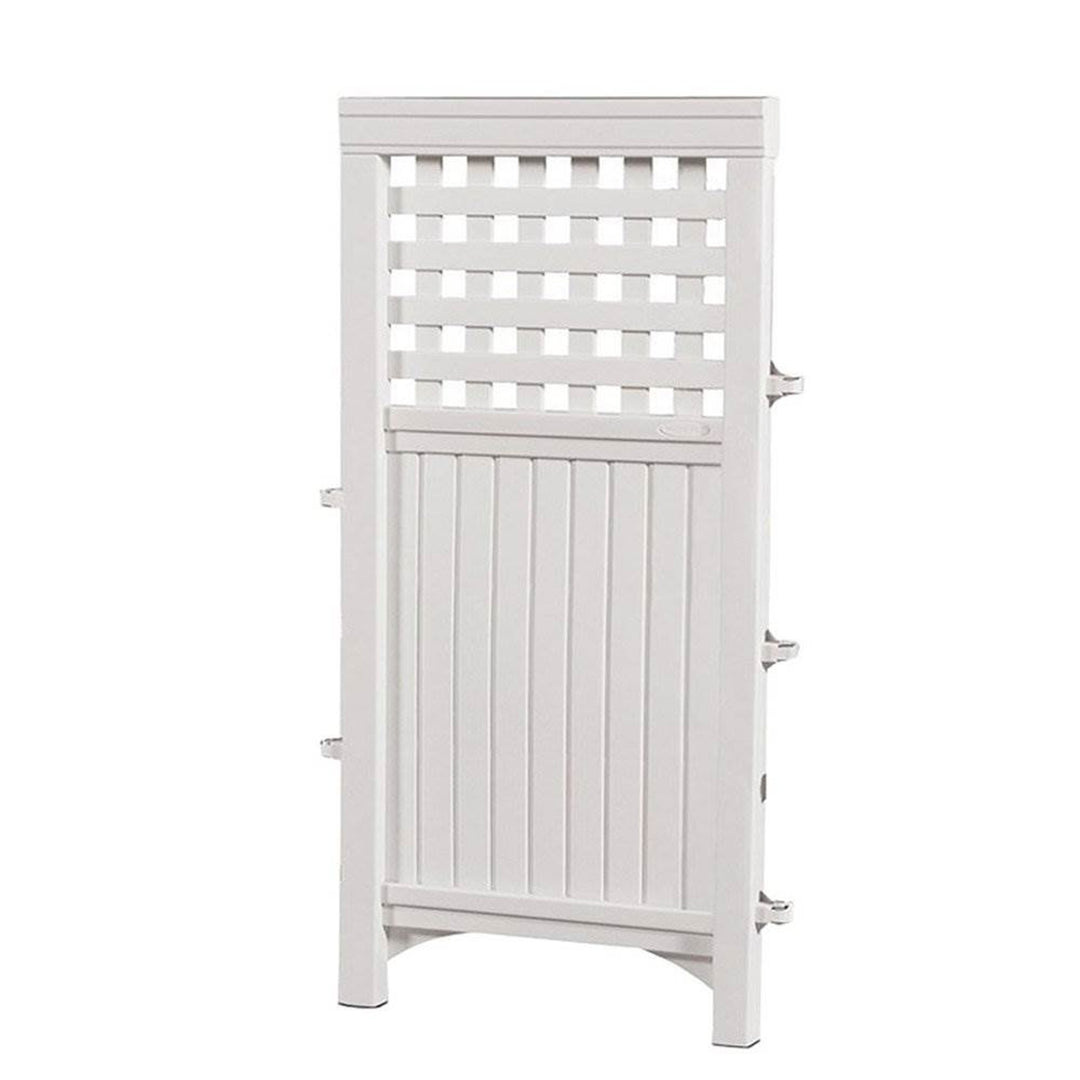 Suncast Outdoor Patio Garden 8 Panel Yard Screen Enclosure Gated Fence, White
