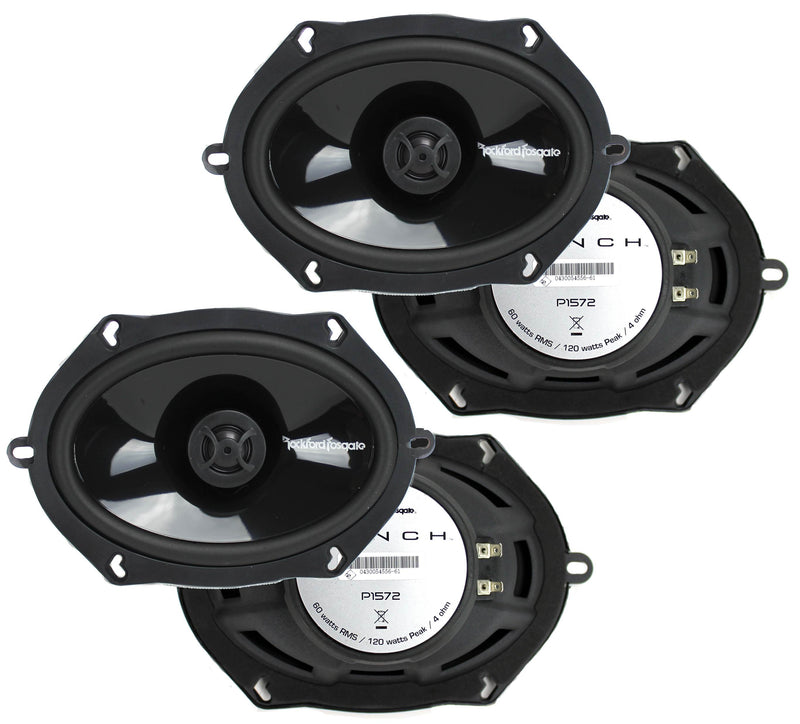 2 Pairs of Rockford Fosgate P1572 5x7" Punch Series 2-Way Coaxial Car Speakers