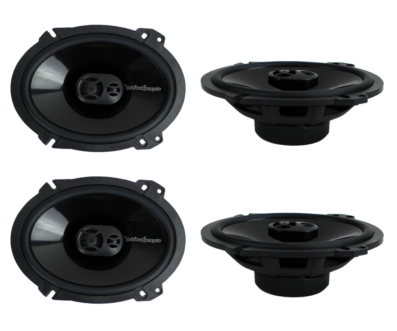 Rockford Fosgate P1683 6x8" 260W 4-Ohm 3-Way Car Coaxial Speakers Audio, 4 Pack