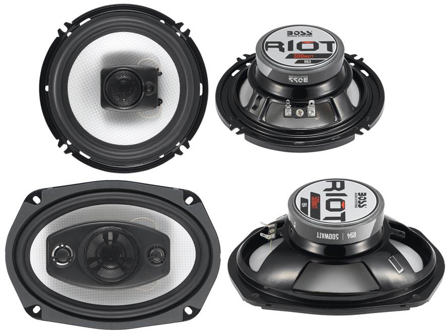 Boss Riot R94 6x9" 500W 4 Way Car and R63 6.5" 300W 3 Way Coaxial Audio Speakers - VMInnovations