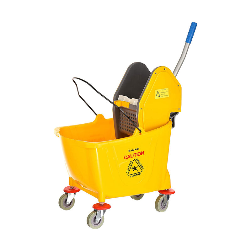 Alpine Industries 36 Quart Mop Bucket with Wringer & Wheels, Yellow (For Parts)