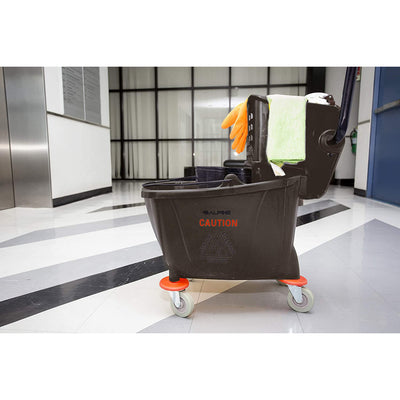 Alpine Industries 36 Quart Mop Bucket w/ Side Wringer & Wheels, Brown (Open Box)
