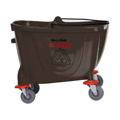 Alpine Industries 36 Quart Mop Bucket w/ Side Wringer & Wheels, Brown (Open Box)