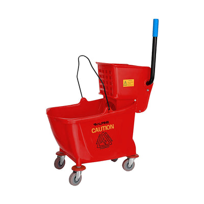 Alpine Industries 36 Quart Mop Bucket w/ Side Wringer & Wheels, Red (For Parts)