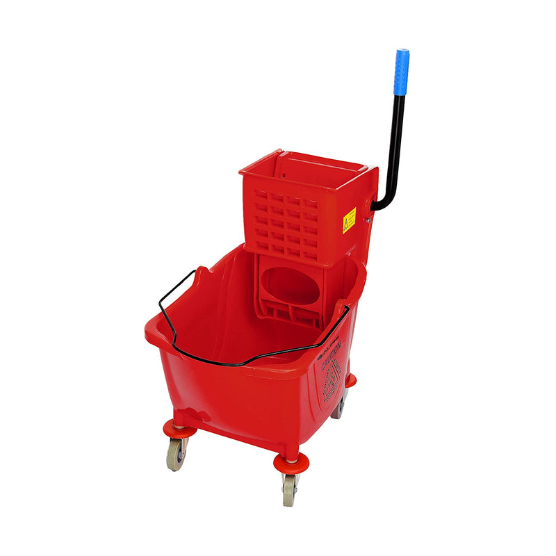 Alpine Industries 36 Quart Mop Bucket w/ Side Wringer & Wheels, Red (Used)