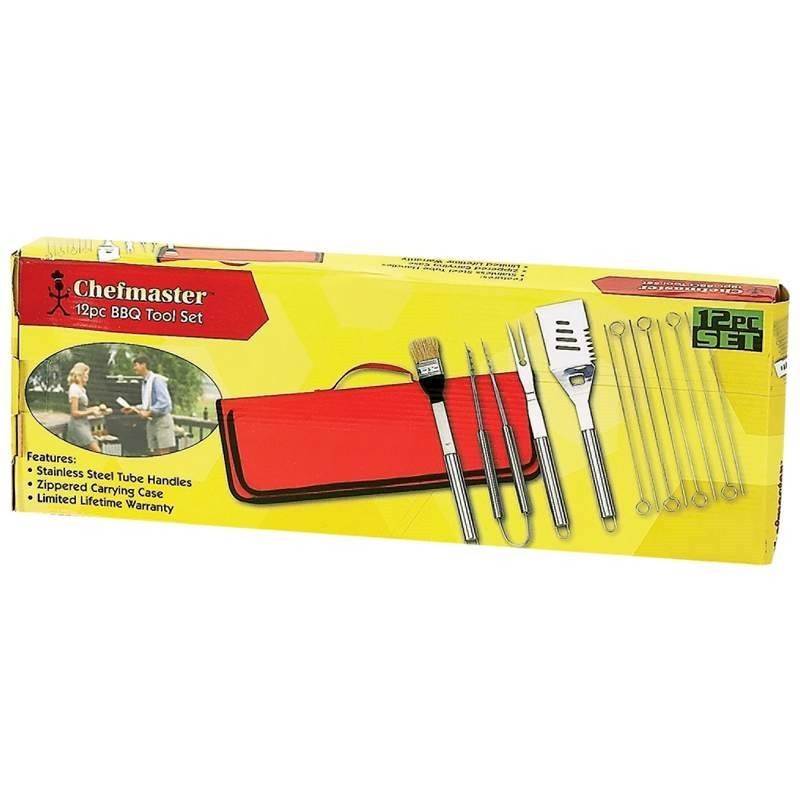 CHEFMASTER 13pc Grill/Cooking Barbeque Tool Set Stainles Steel w/Case - Open Box