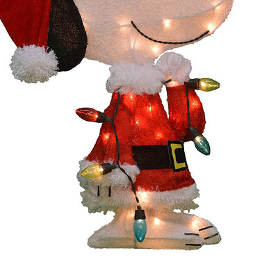 ProductWorks Peanuts 24in Snoopy Santa Claus Pre Lit Christmas Yard Decoration