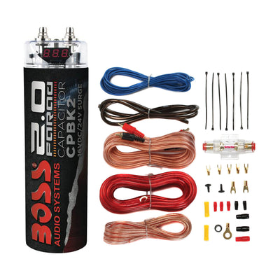 Boss Audio CPBK2 Digital Car Power Capacitor & Soundstorm AKS8 Amp Wiring Kit - VMInnovations