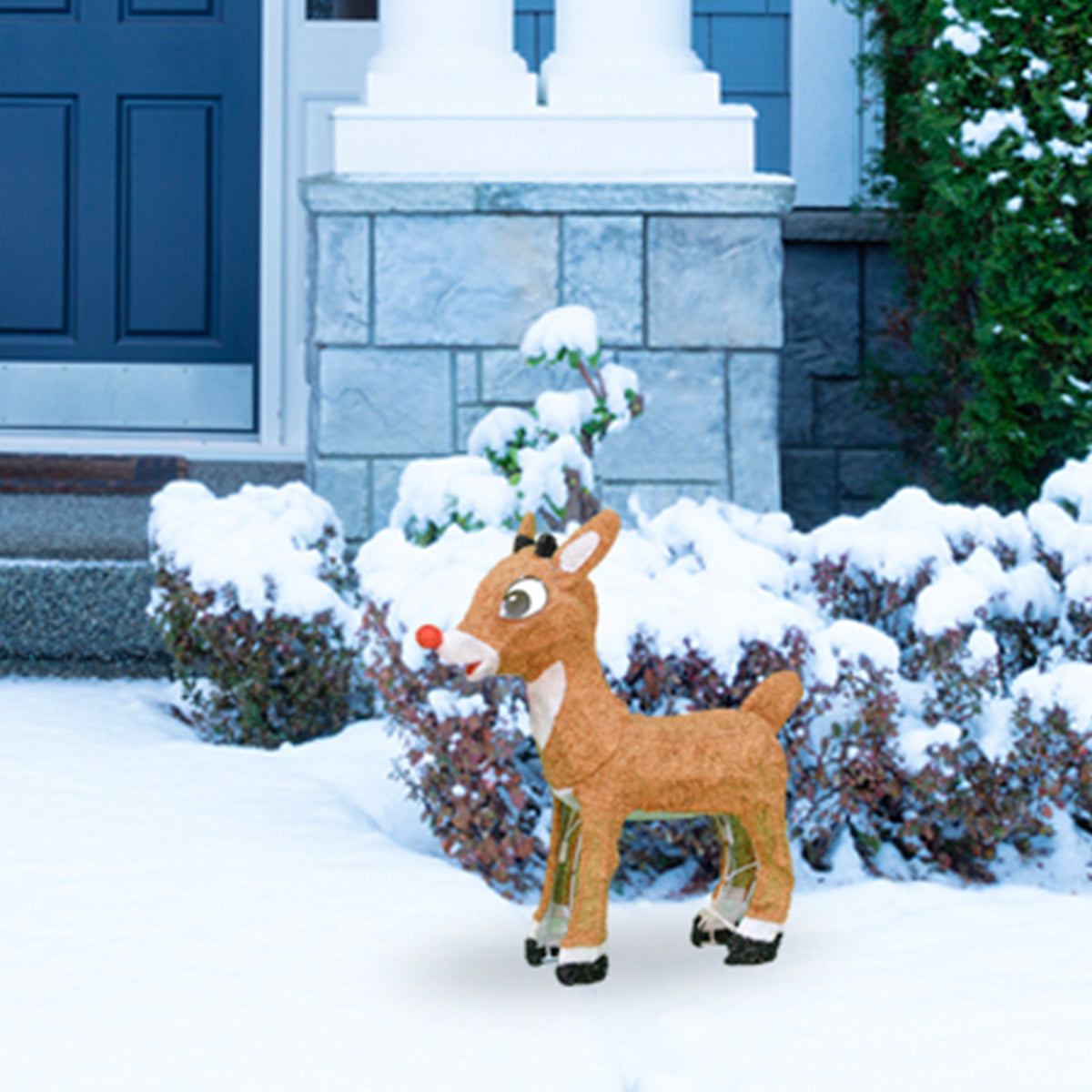ProductWorks 18 Inch Rudolph with Red Nose 3D Pre Lit Christmas Yard Decoration