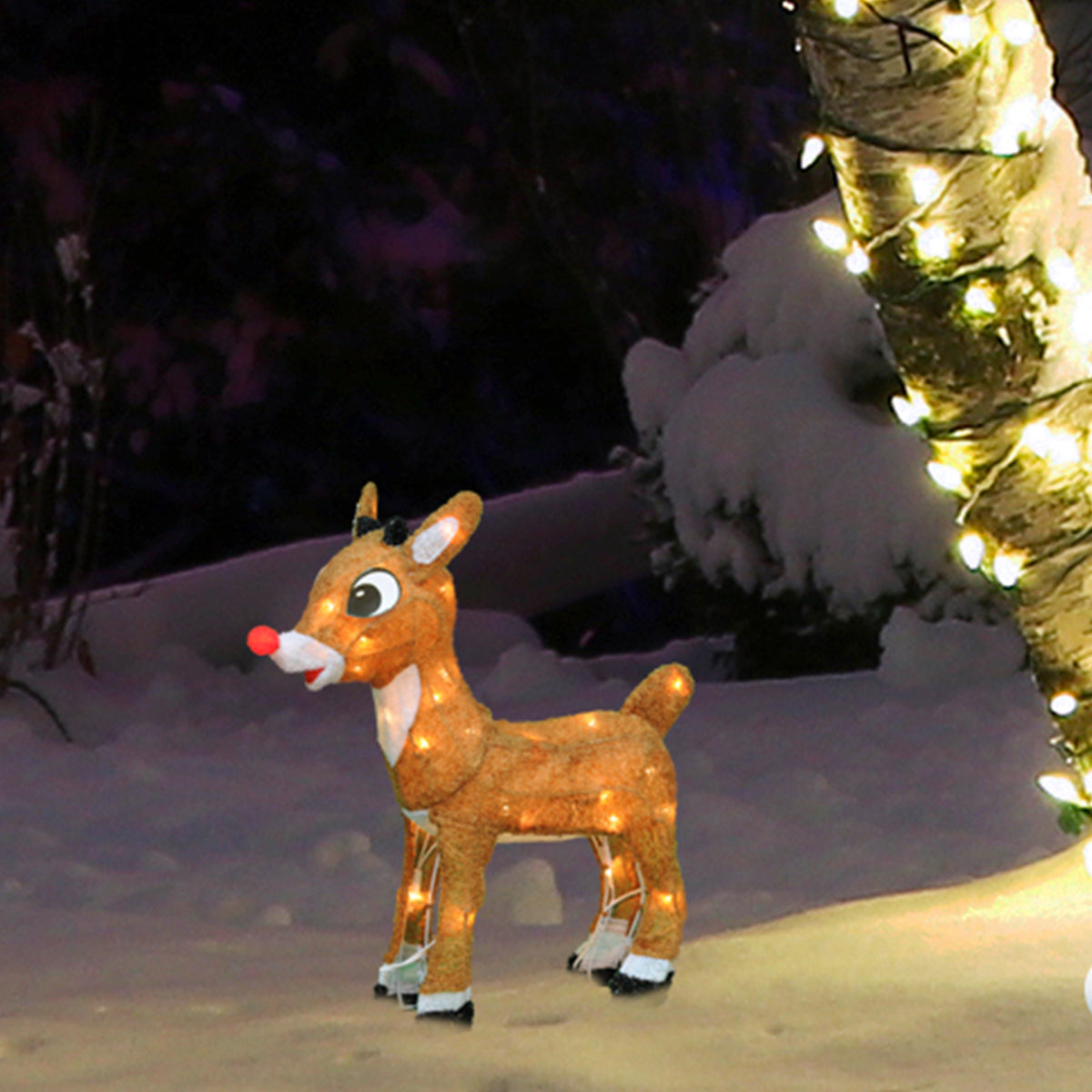 ProductWorks 18 Inch Rudolph with Red Nose 3D Pre Lit Christmas Yard Decoration