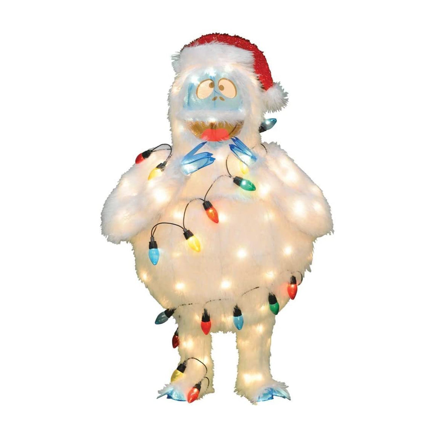 ProductWorks Rudolph 32in Bumble Snowman Santa Hat Pre Lit Decoration (Used) - VMInnovations