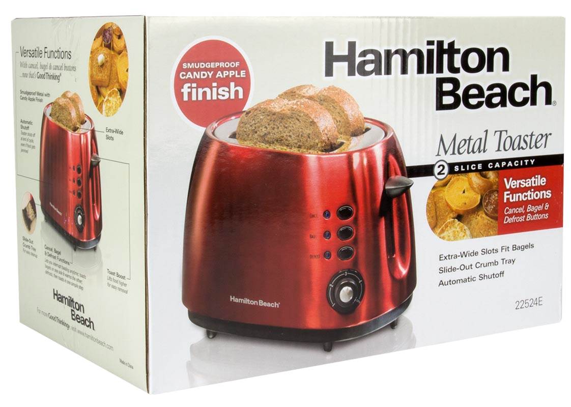 Hamilton Beach 2-Slice Toaster w/Extra Wide Toast and Bagel Slots Red (Open Box)