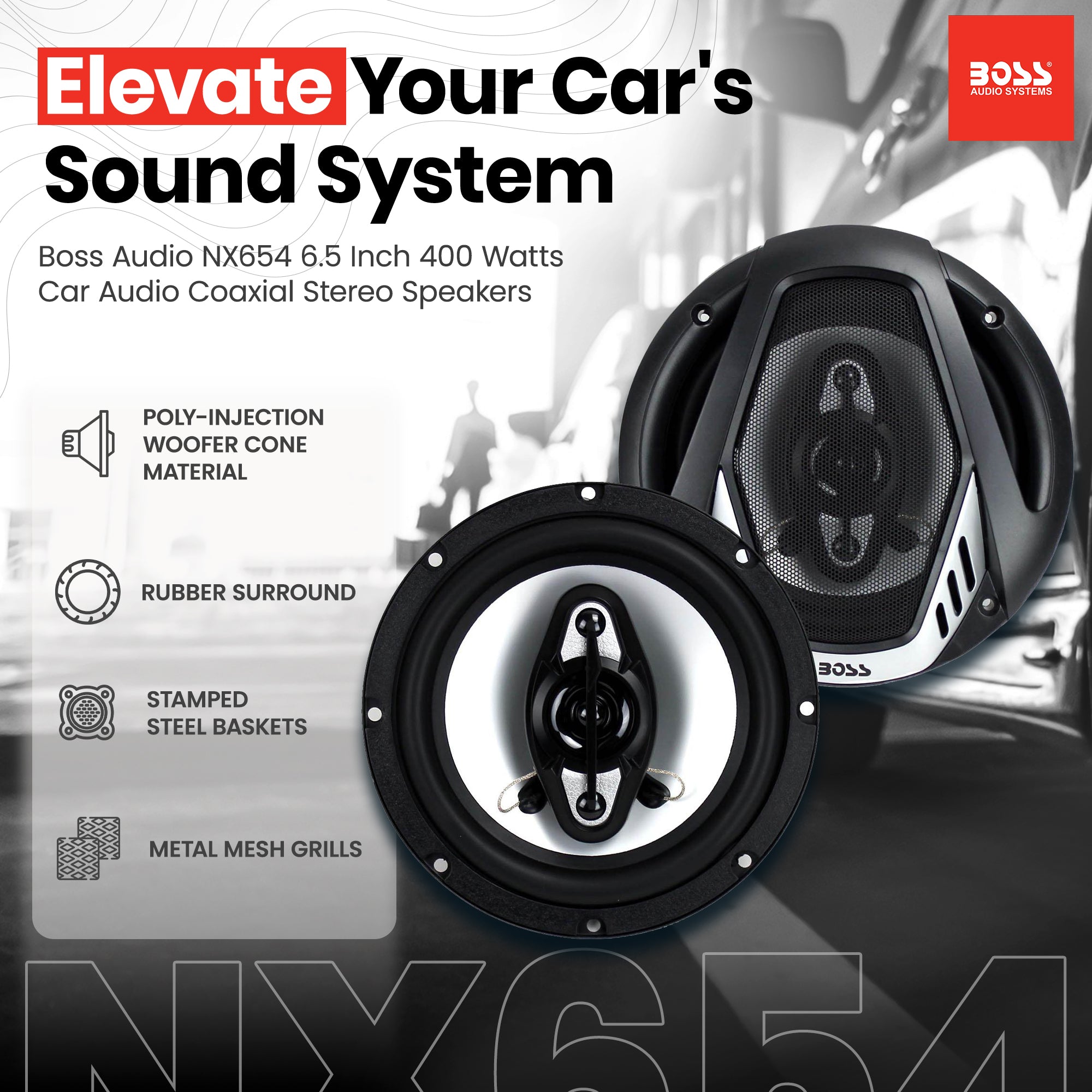 BOSS Audio NX654 Onyx 6.5" 400W 4-Way Car Audio Coaxial Stereo Speakers, 2 Pair - VMInnovations