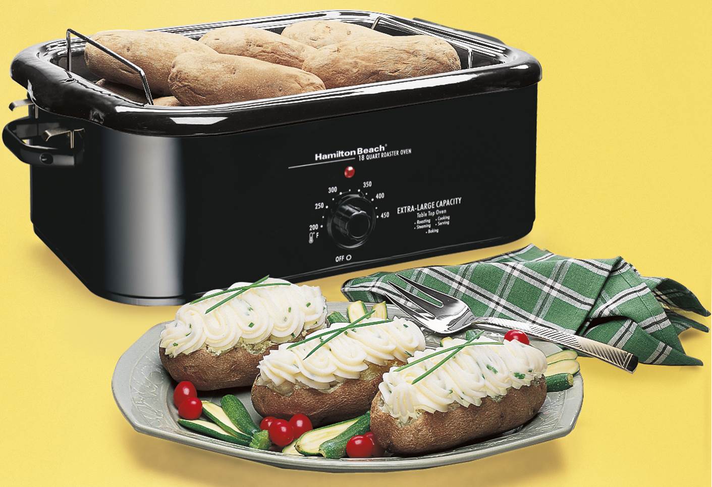 Hamilton Beach 18 Quart Roaster Oven W/Stainless Steel Lid & Pans - Open Box