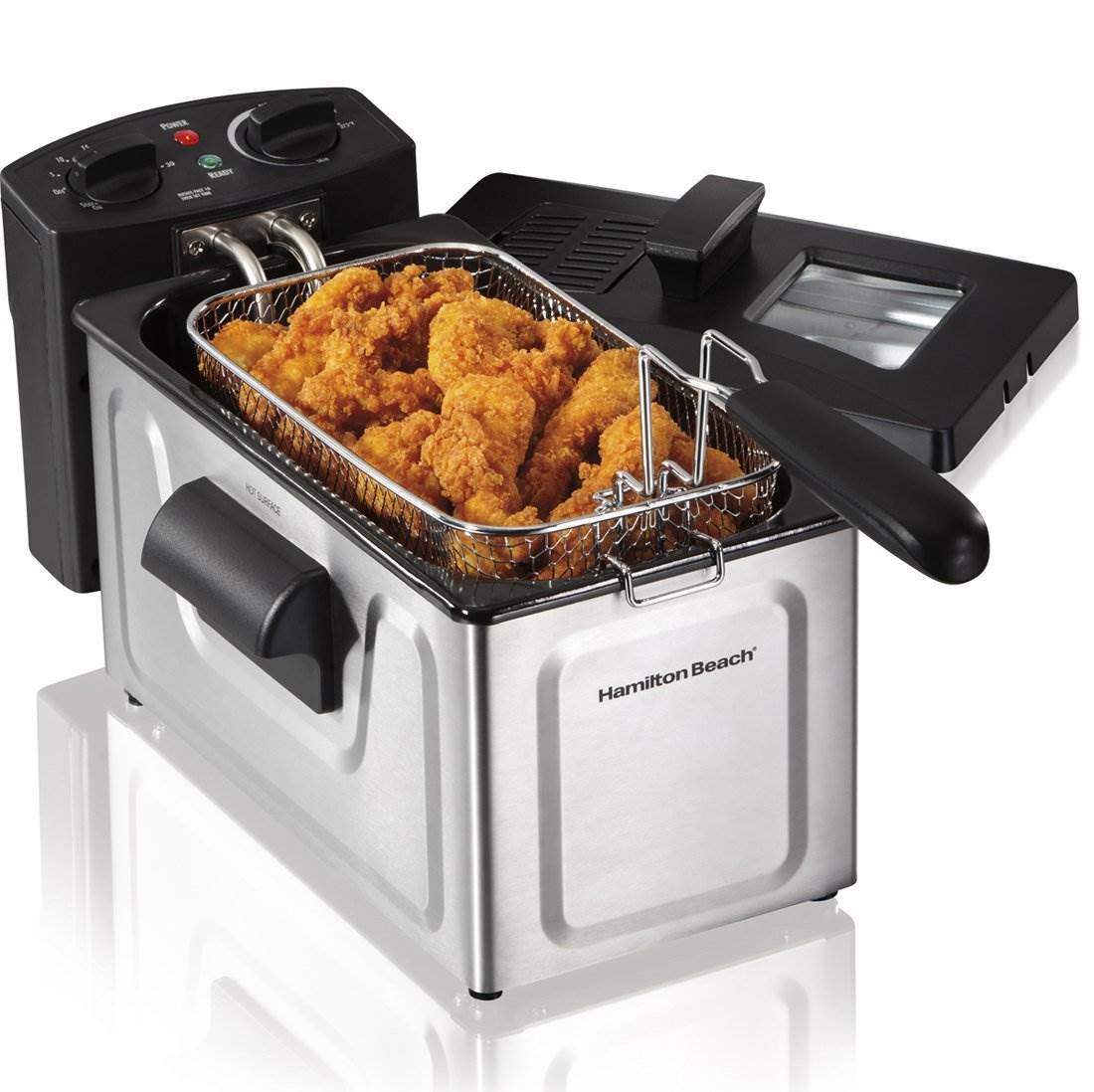 Hamilton Beach 8 Cup Fast Cooking Stainless Steel Deep Fryer with Lid | 35200