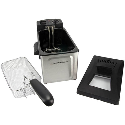 Hamilton Beach 8 Cup Fast Cooking Stainless Steel Deep Fryer with Lid | 35200