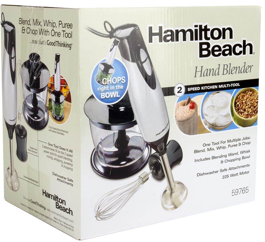 Hamilton Beach 59765 Handheld Portable Kitchen Blender w/Attachments (Open Box)