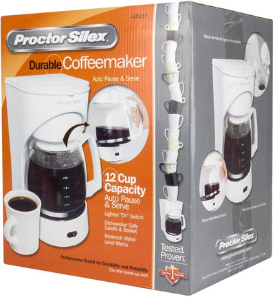 Proctor Silex 12-Cup Kitchen Coffeemaker Brewer CounterTop -White (Open Box)