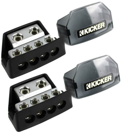 2) Kicker DB4 Distribution Blocks w/ 2) 1/0-8 Gauge Inputs and 4) 8 Ga Outputs