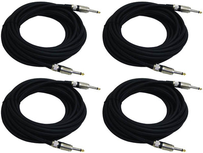 4) PYLE PRO PPJJ30 30' FT 12 Gauge 1/4" Male to Male Speaker Audio Cables Wires